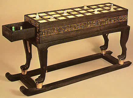 A Senet board, complete with game pieces, was found in the tomb of Tutankhamun.